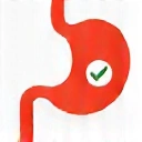 Ícono de un estómago con un tick, representando mejor digestión